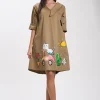 hand-painted-beige-dress-asymmetrical-collar-cat-marilla-1