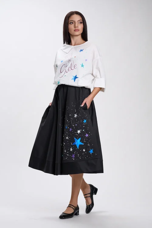 Alternative view of Hand-painted black skirt stars “Celestine“