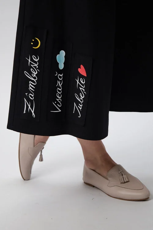 Alternative view of Hand-painted black wide leg pants “Spice”