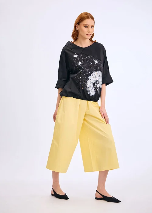 black-blouse-asymmetrical-collar-hand-painted-dandelion-dya-1
